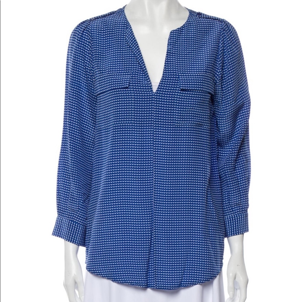 Joie turquoise blue silk button blouse